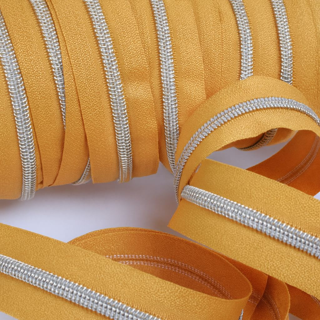 3mm Silver Ochre Zipper by the Yard - Maison Klem